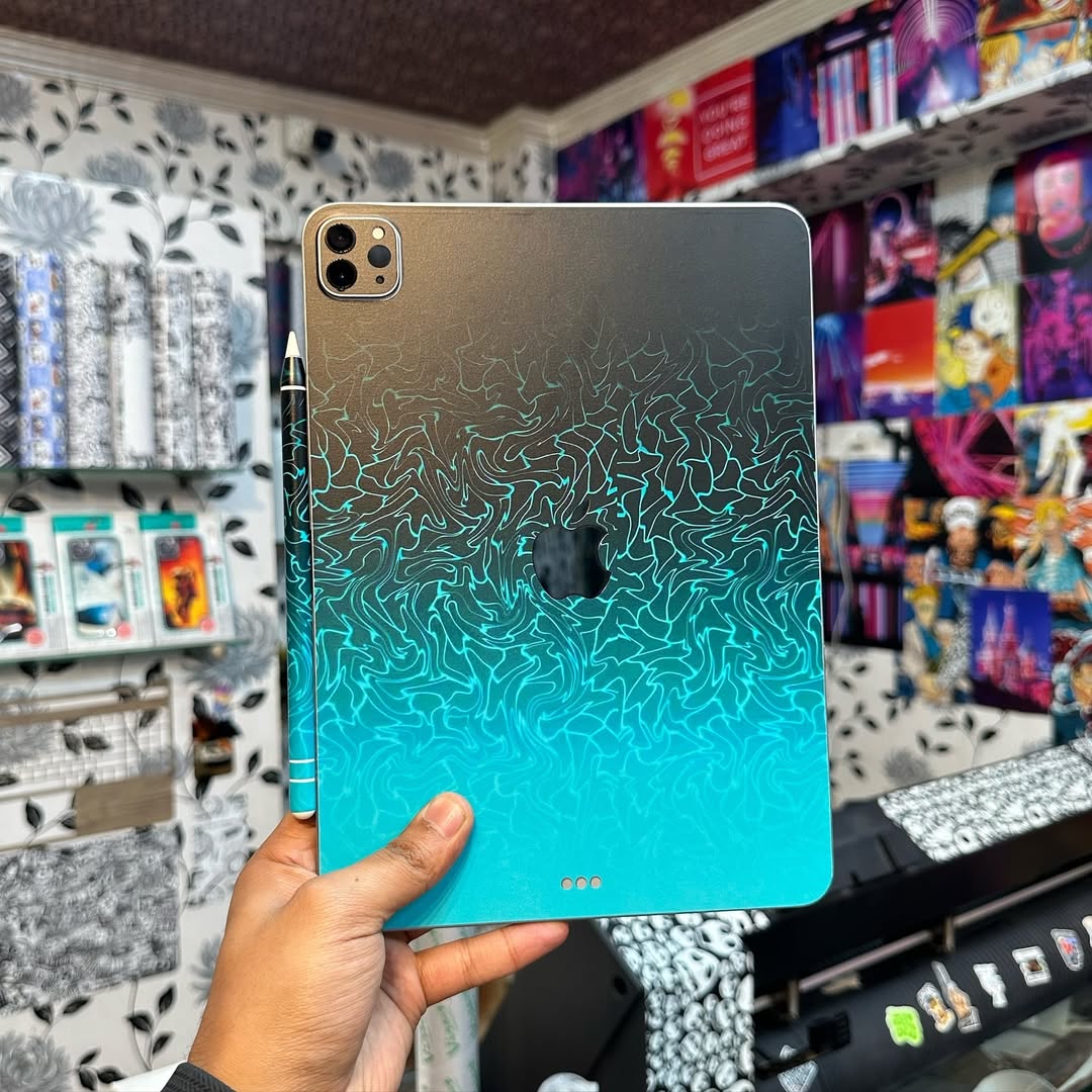 Electric Swirl Cyan Surge iPad Skin